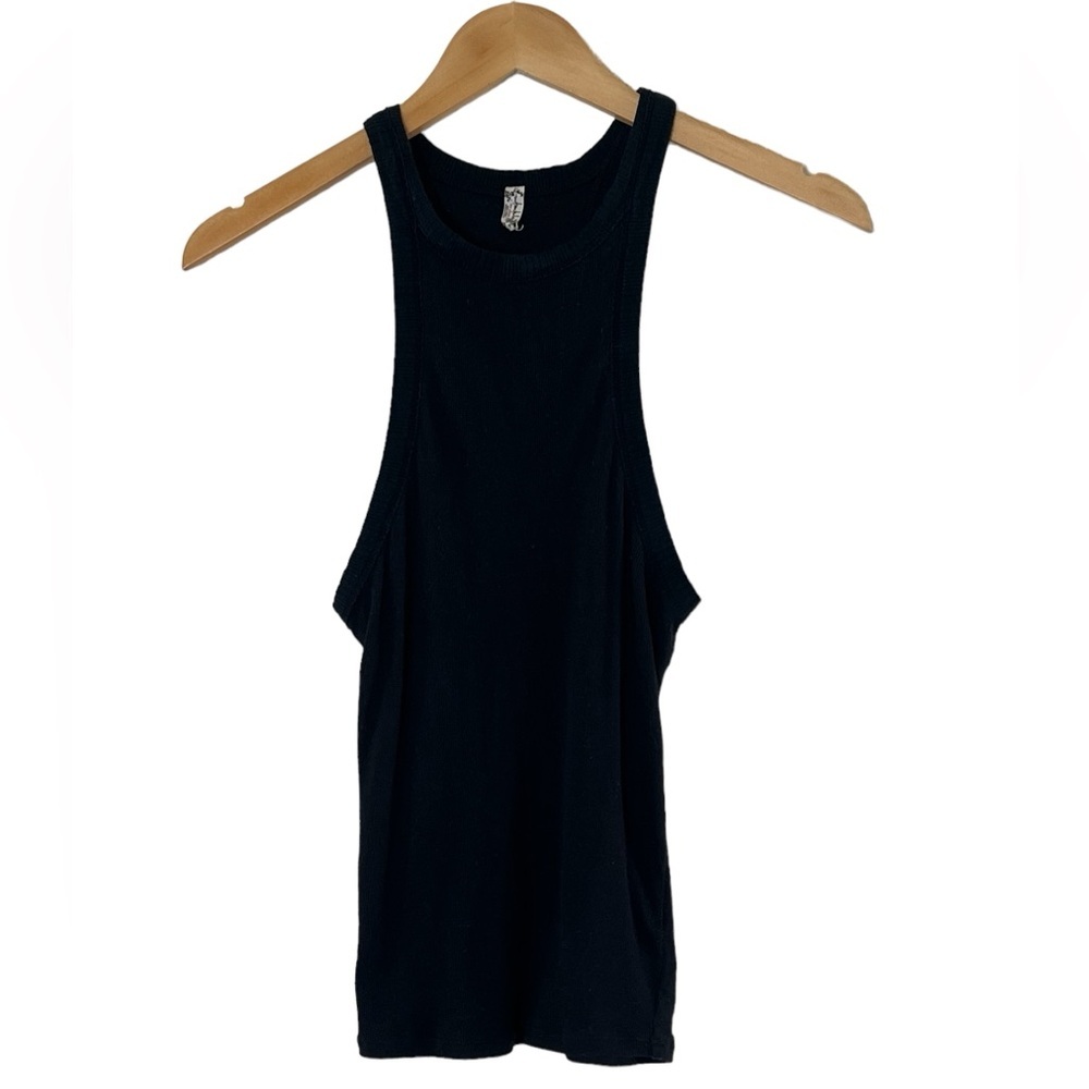 Free People | Intimately black high neck long ribbed tank top size small